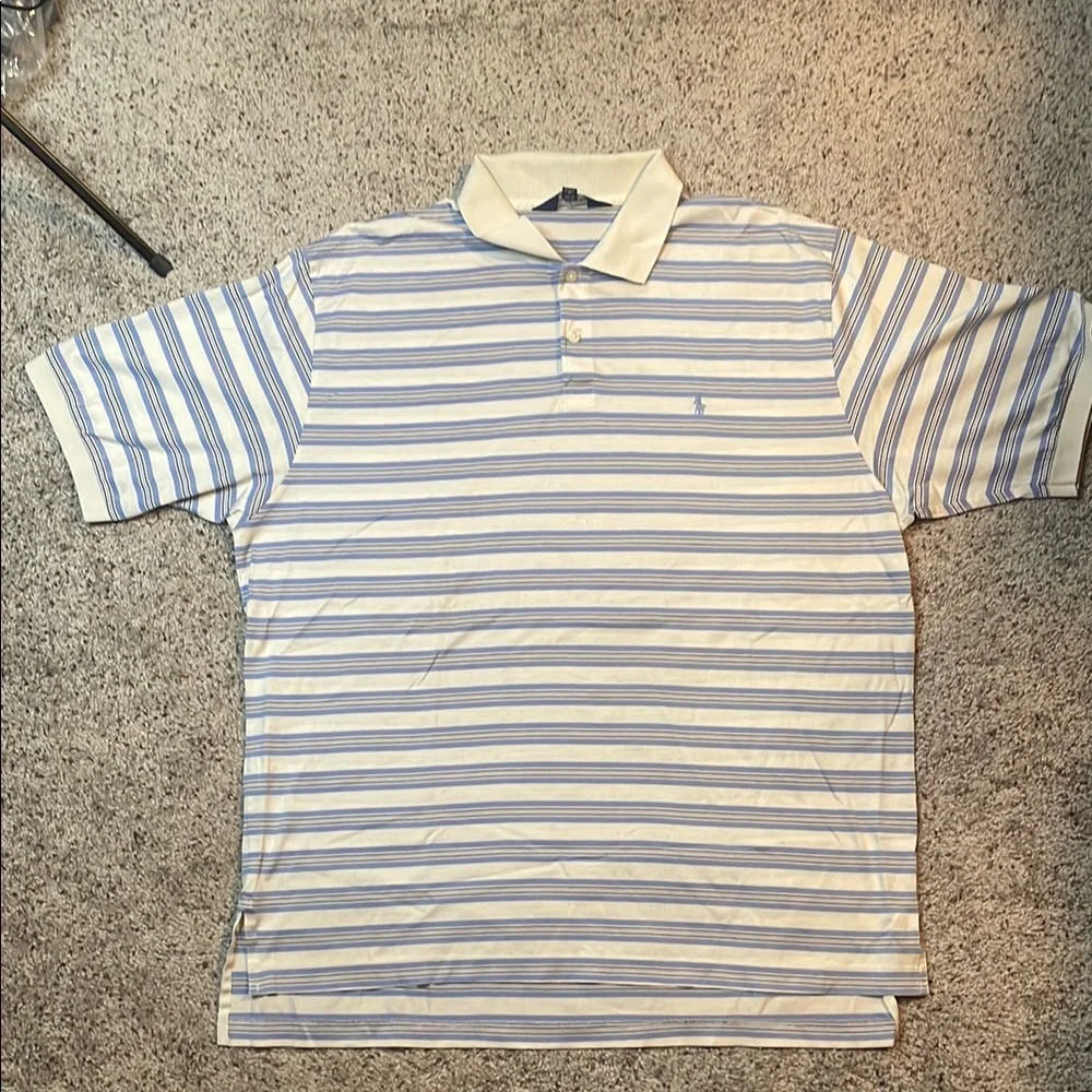 Polo Ralph Lauren Golf‎ Men’s Short Sleeve Light Blue White Stripe Short Sleeve